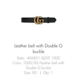 1000/85/Leather belt with Double G buckle Men main image 3